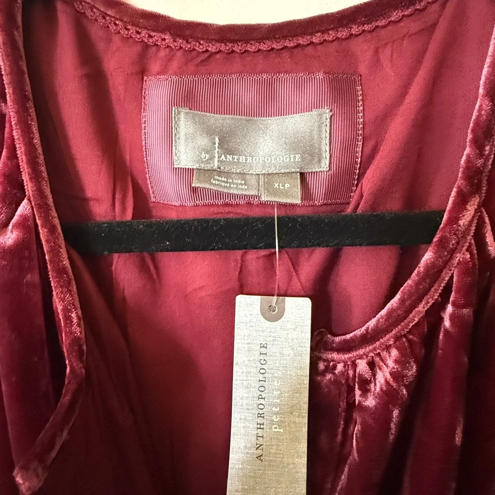 Anthropologie Velvet Midi Dress in dark pink - Picture 3 of 5